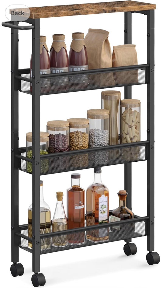 VASAGLE 4-Tier Slim Rolling Storage Cart