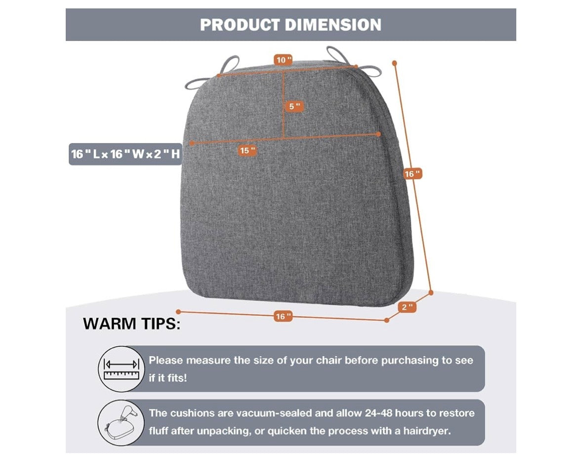 Battilo Memory Foam Chair Cushions – Set of 4