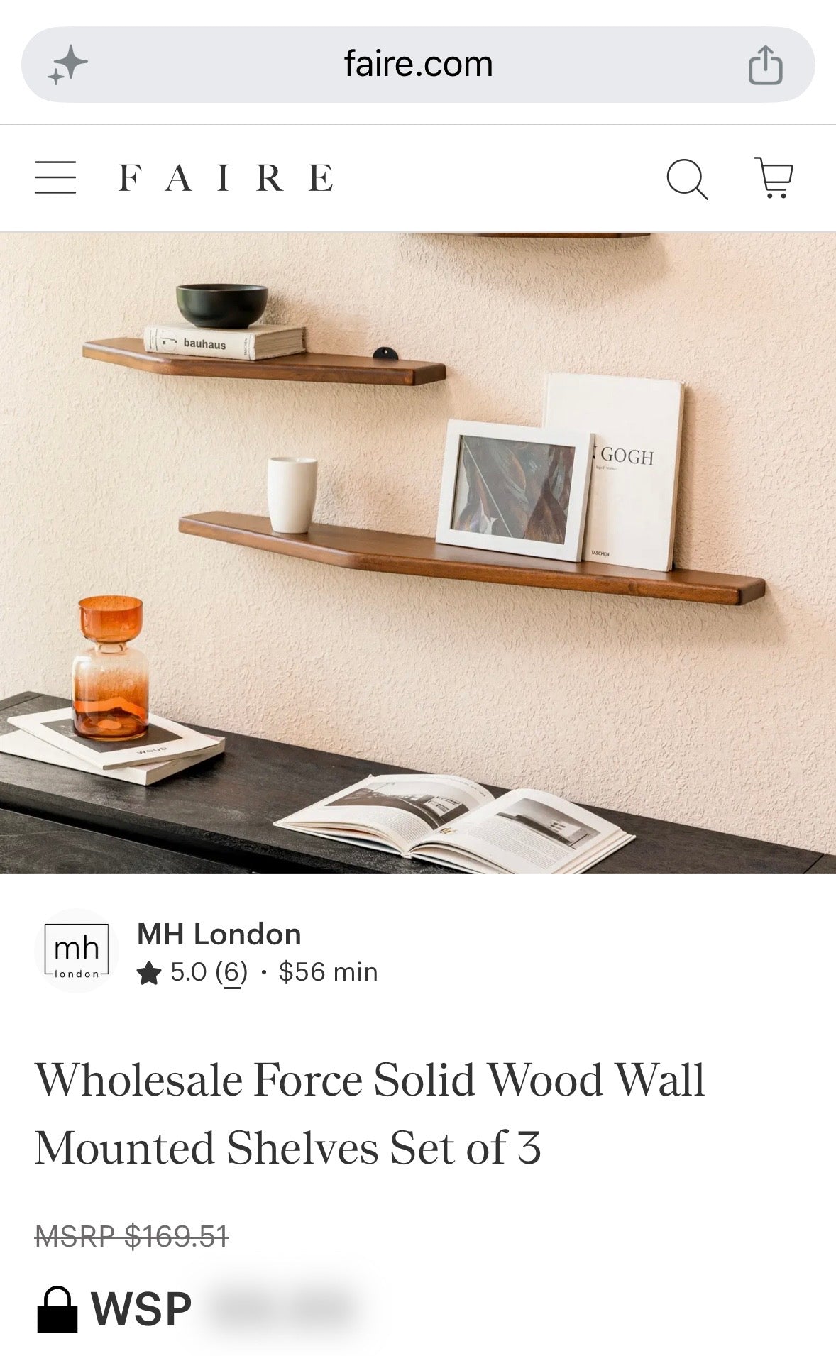 Force Solid Mango Wood Wall Shelf Set