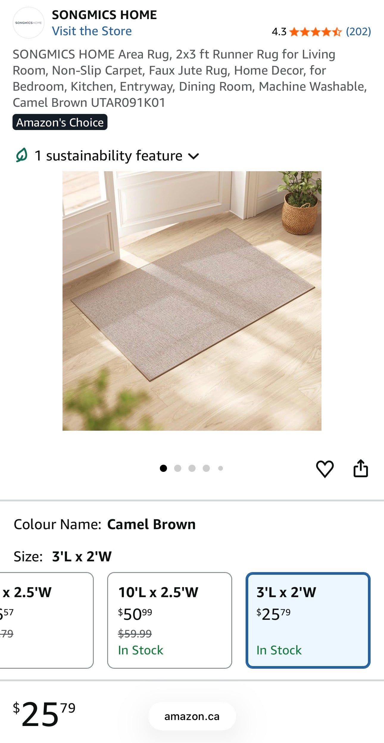 SONGMICS HOME Woven Faux Jute Area Rug