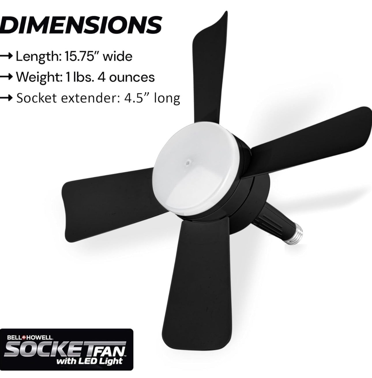 Bell+Howell Socket Fan – Screw-In Ceiling Fan