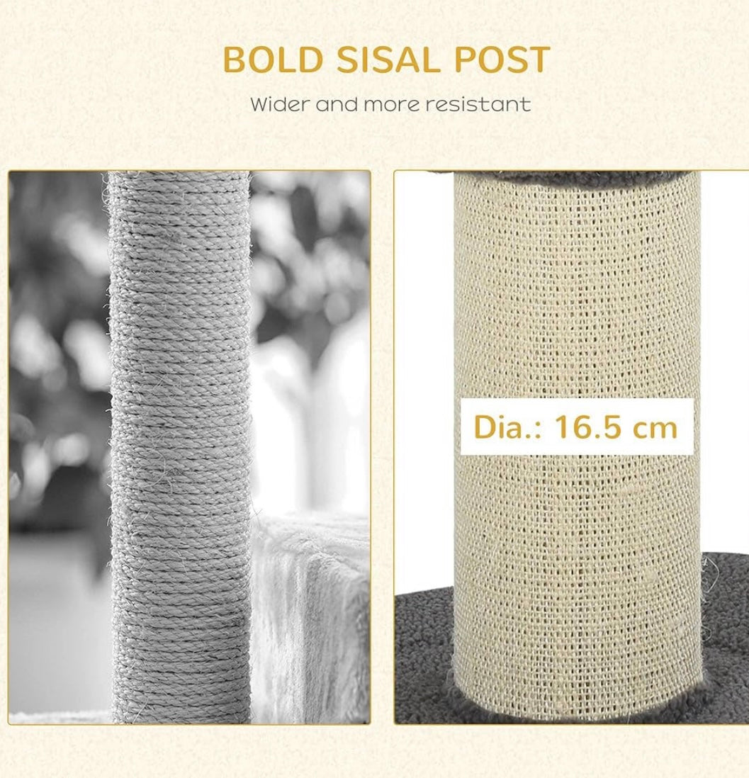 Modern Cat Tower with Bed, Perches & Scratching Post – Compact 3-Level Cat Tree for Indoor Cats