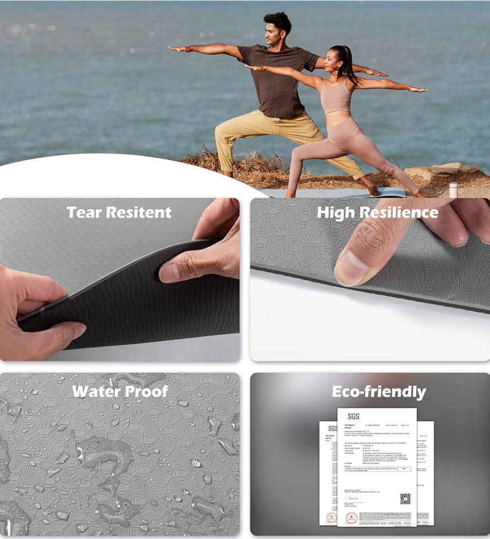 UMINEUX Eco-Friendly TPE Yoga Mat — Double-Sided Non-Slip Fitness Mat with Carry Bag (Open Box – Brand New)