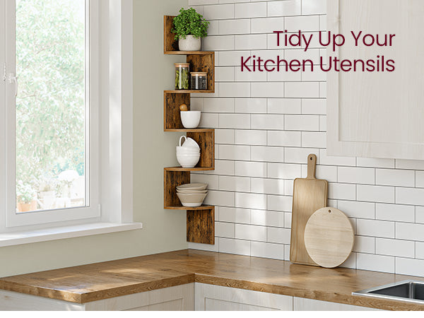 SONGMICS 5-Tier Wall-Mounted Corner Shelf