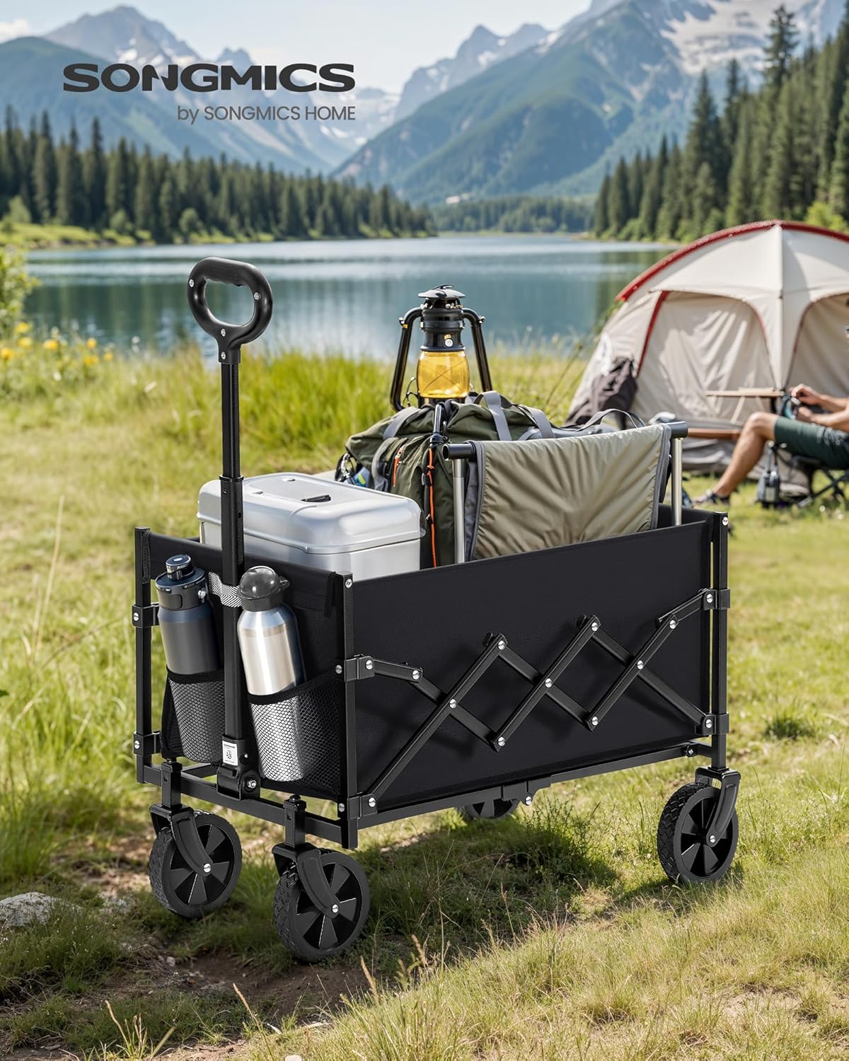 SONGMICS Folding Utility Wagon – Ink Black