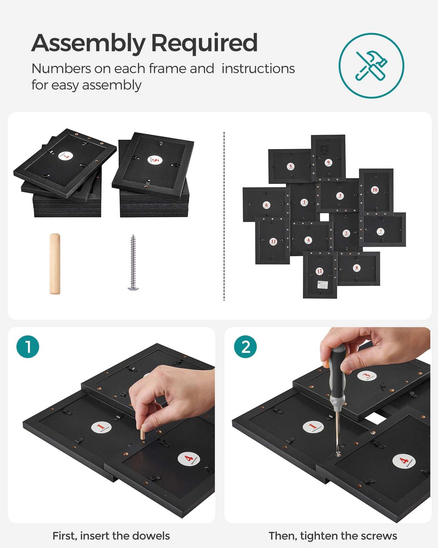 SONGMICS 12-Opening Wall Collage Picture Frame – Ink Black