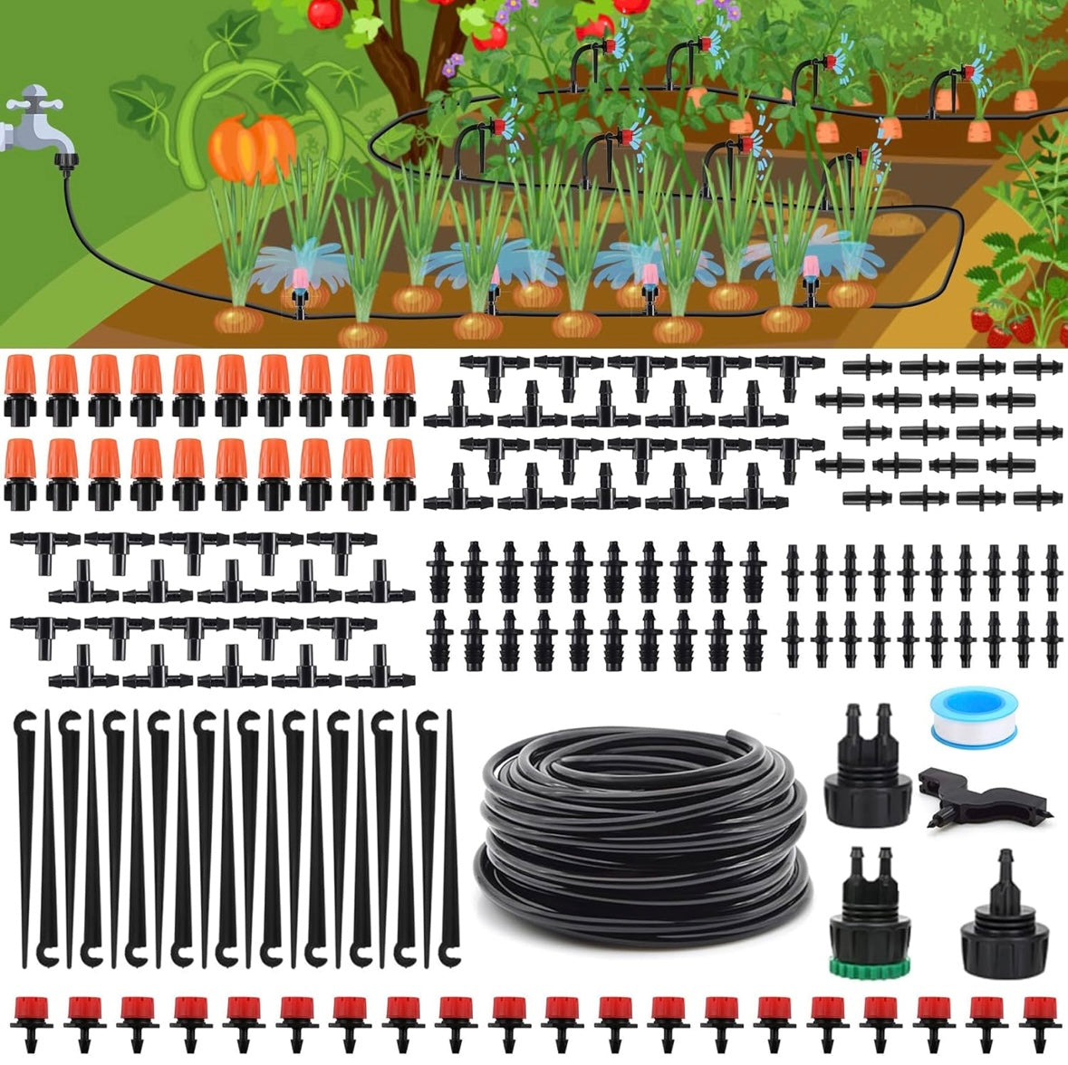 Flantor 50ft Drip Irrigation System Kit – Automatic Watering for Gardens & Greenhouses (40% Off Amazon Price)