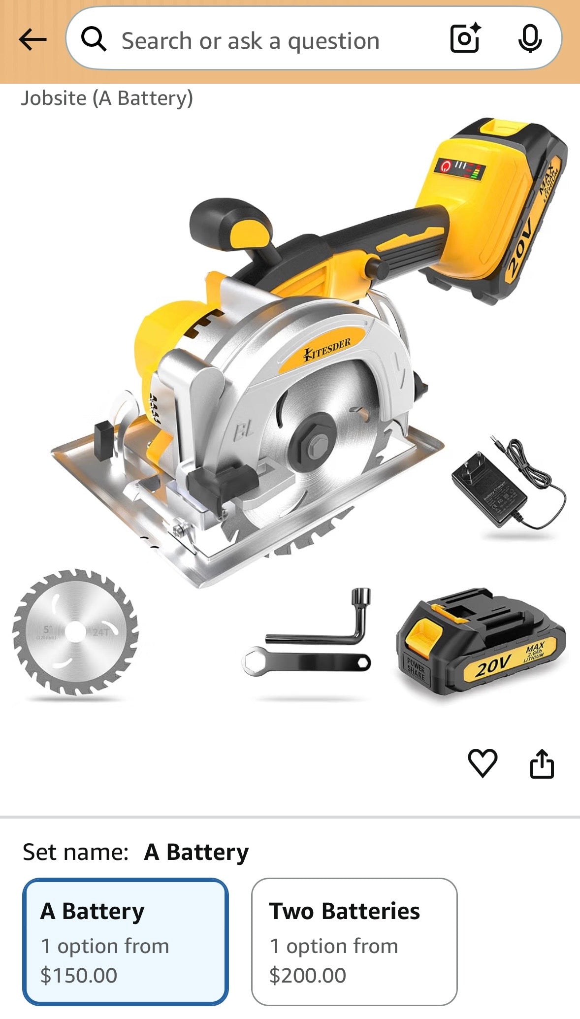 KITESDER 20V Brushless Cordless Circular Saw Kit