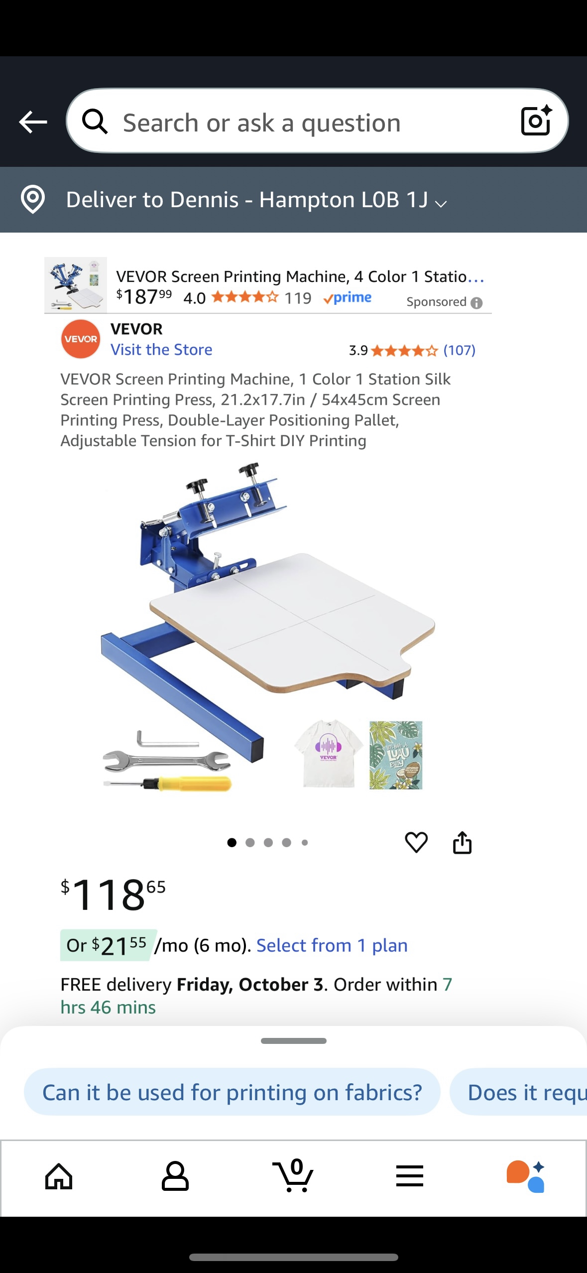 NEW – VEVOR 1-Color 1-Station Screen Printing Machine – T-Shirt Press for Home or Business