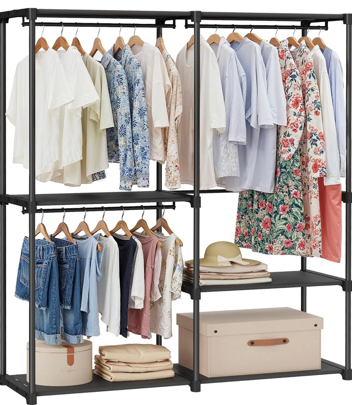 SONGMICS Large Portable Closet Organizer – 5-Tier Fabric Wardrobe (Ink Black)