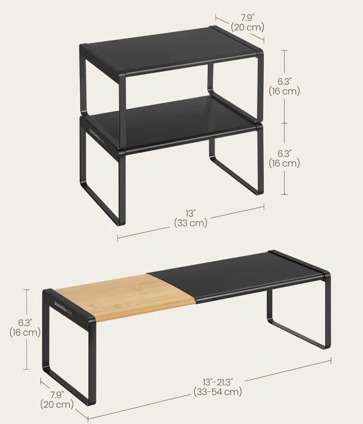 Extendable Bamboo & Steel Kitchen Shelf Organizer