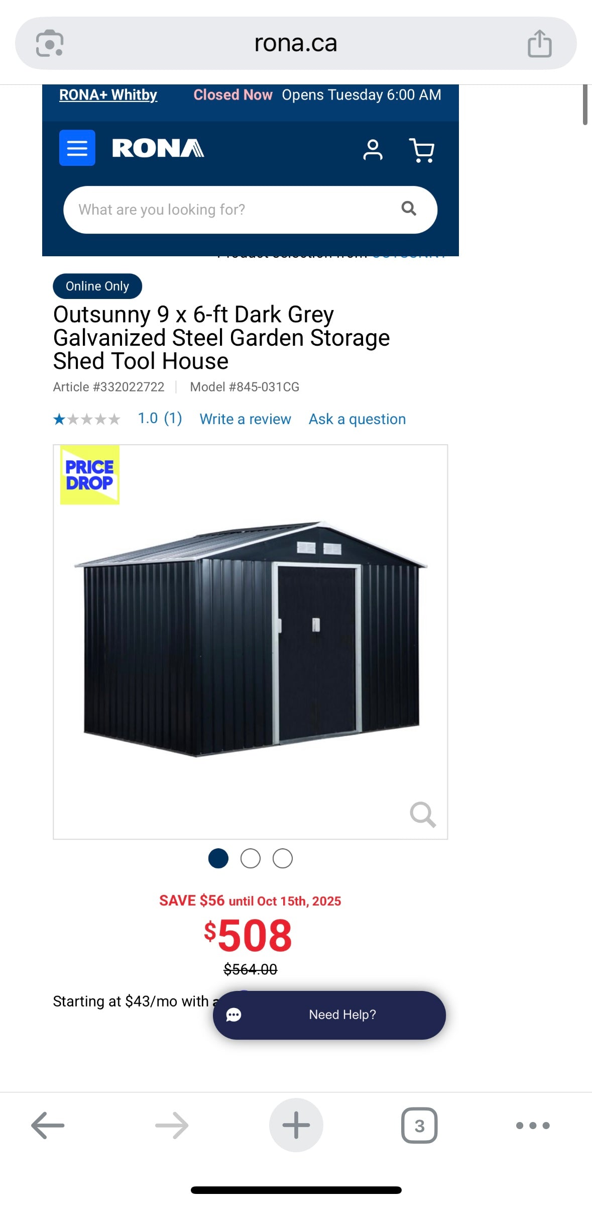 Outsunny 9x6 FT Metal Outdoor Storage Shed with Sliding Doors & Air Vents (Grey Steel)