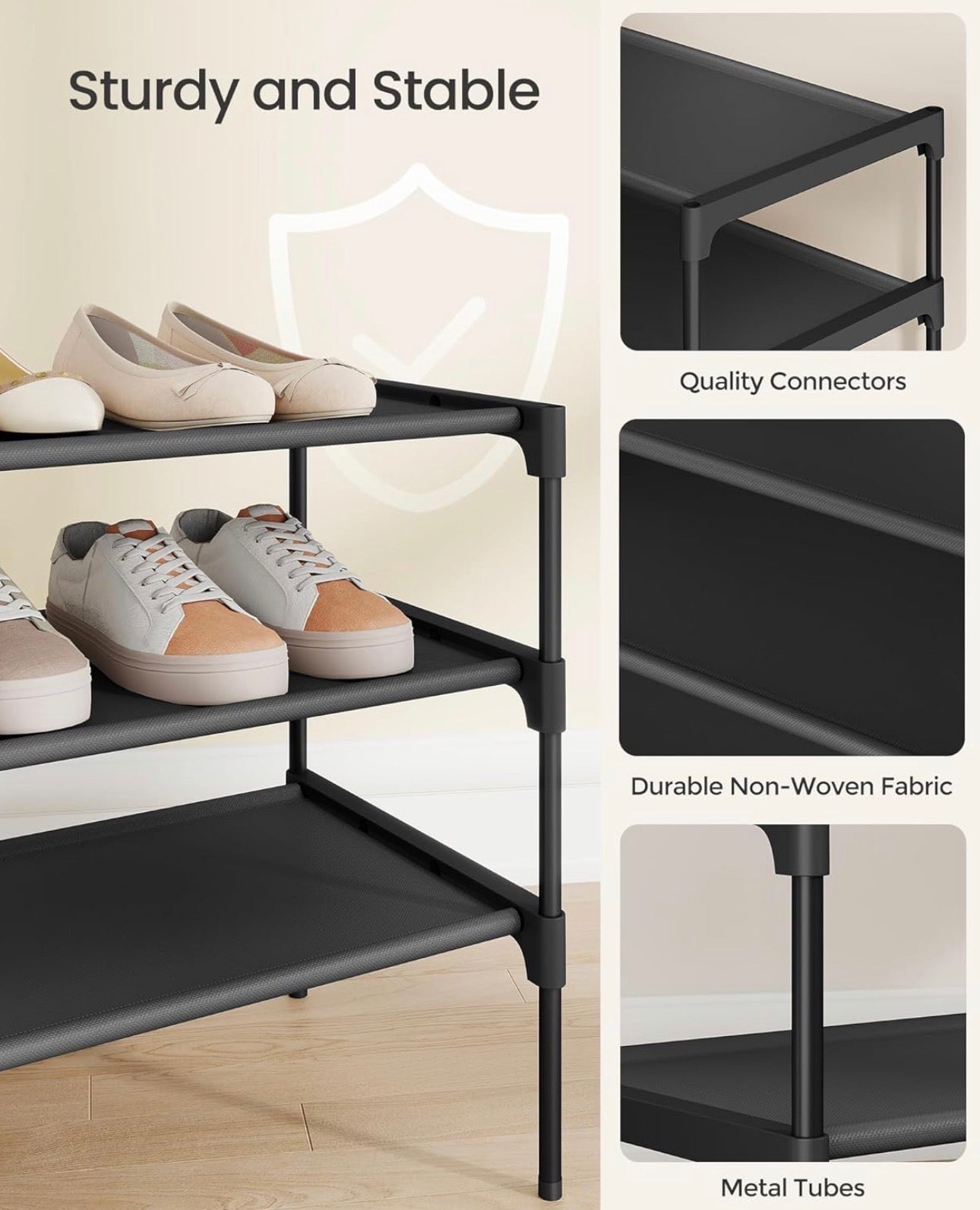 SONGMICS 3-Tier Shoe Rack Organizer