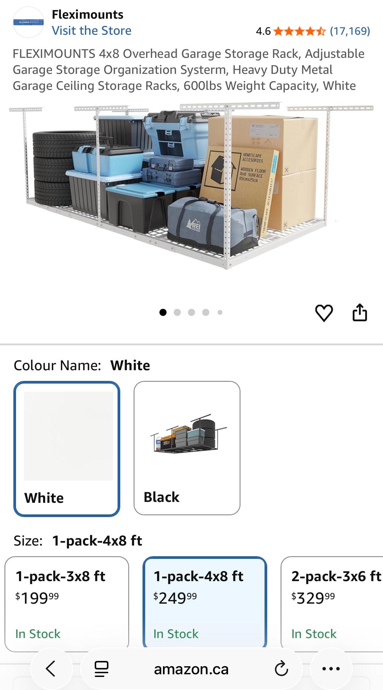 Heavy-Duty Garage Overhead Storage Rack – 4’ x 8’