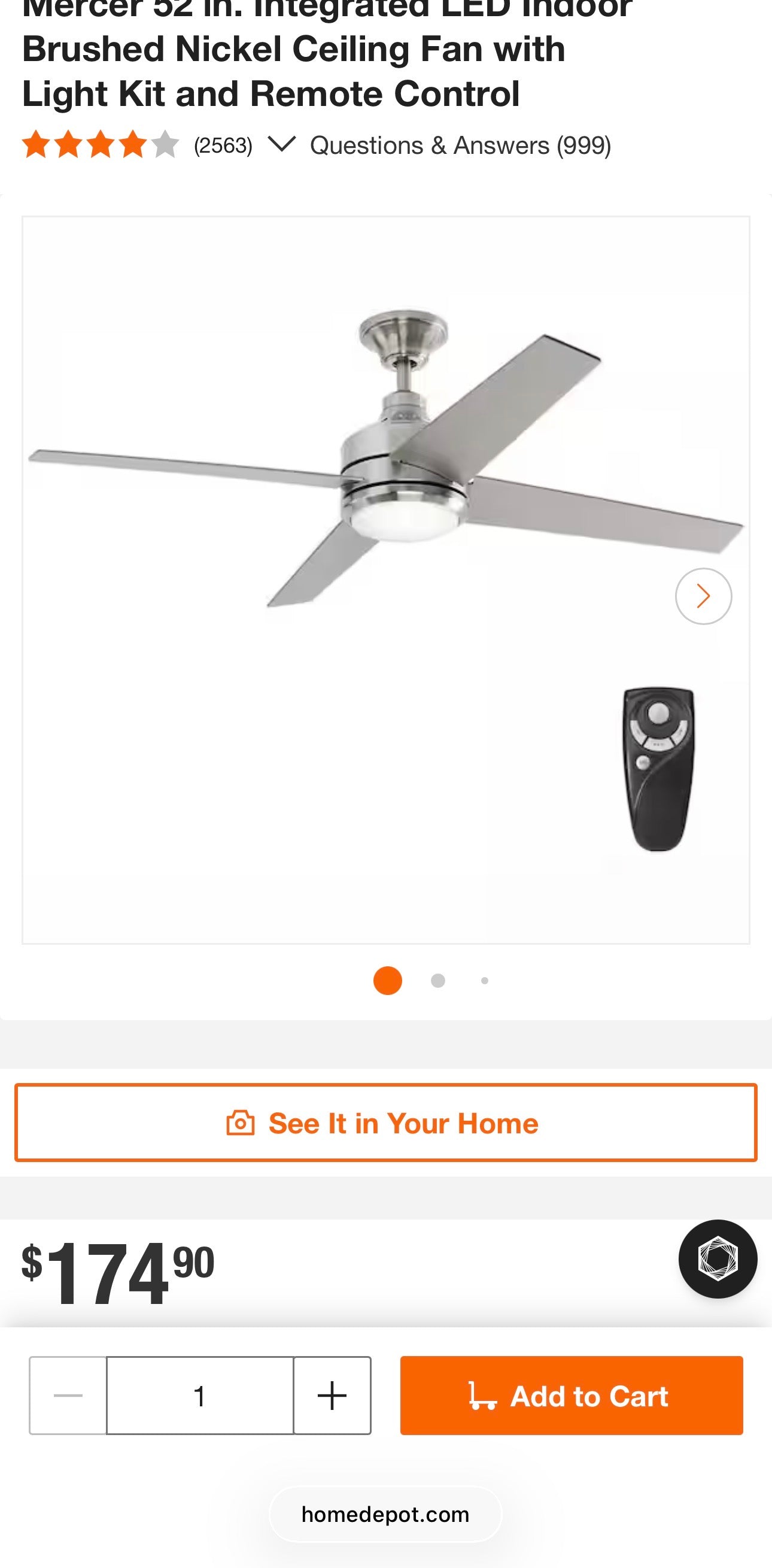 Home Decorators Collection Mercer 52” LED Ceiling Fan