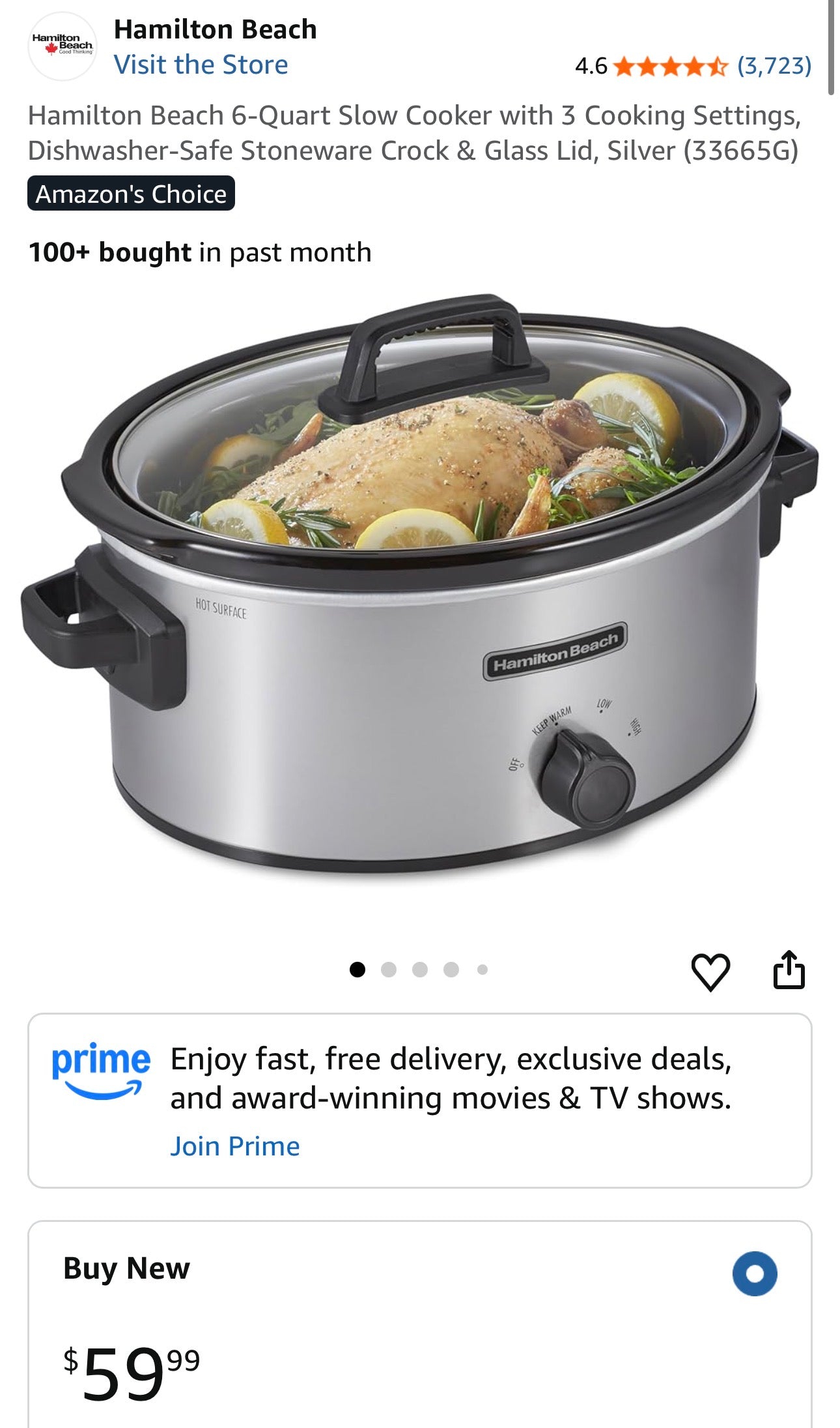 Hamilton Beach 6-Quart Slow Cooker - Like New