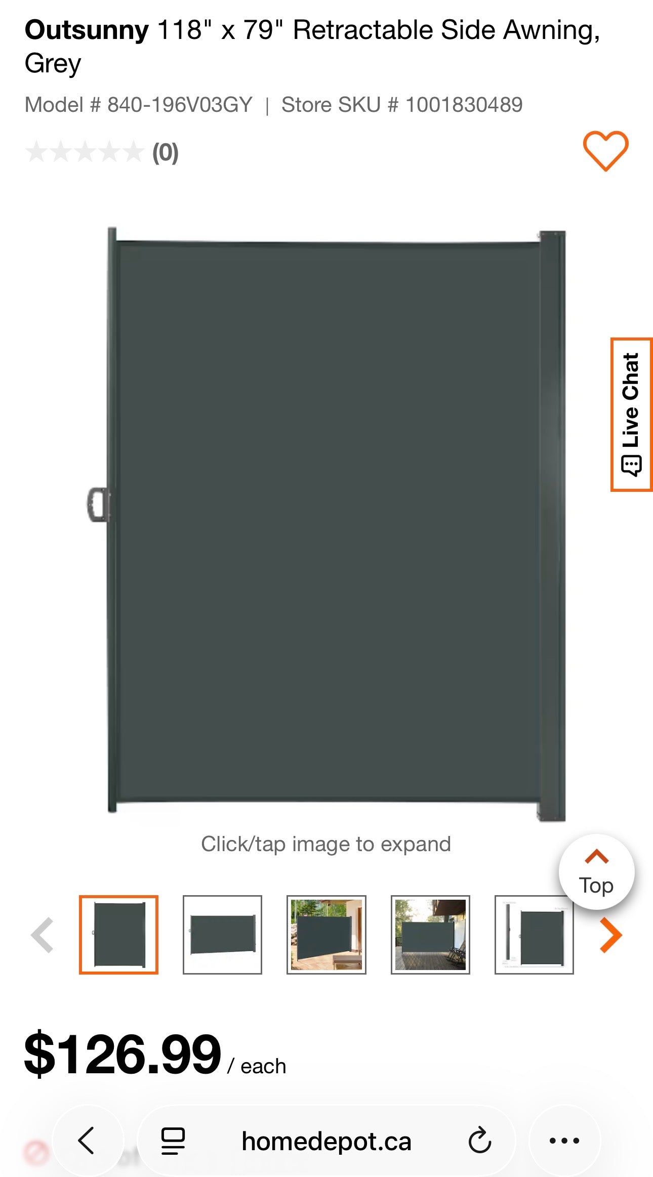 Outsunny Retractable Side Awning – Grey