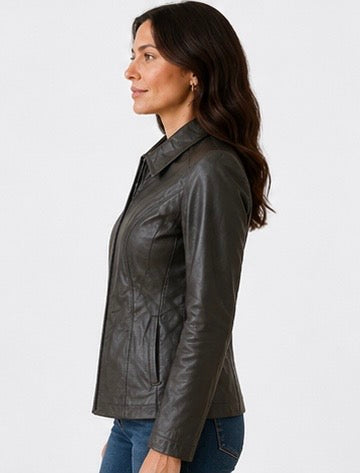 Women’s Fitted Leather Jacket- M