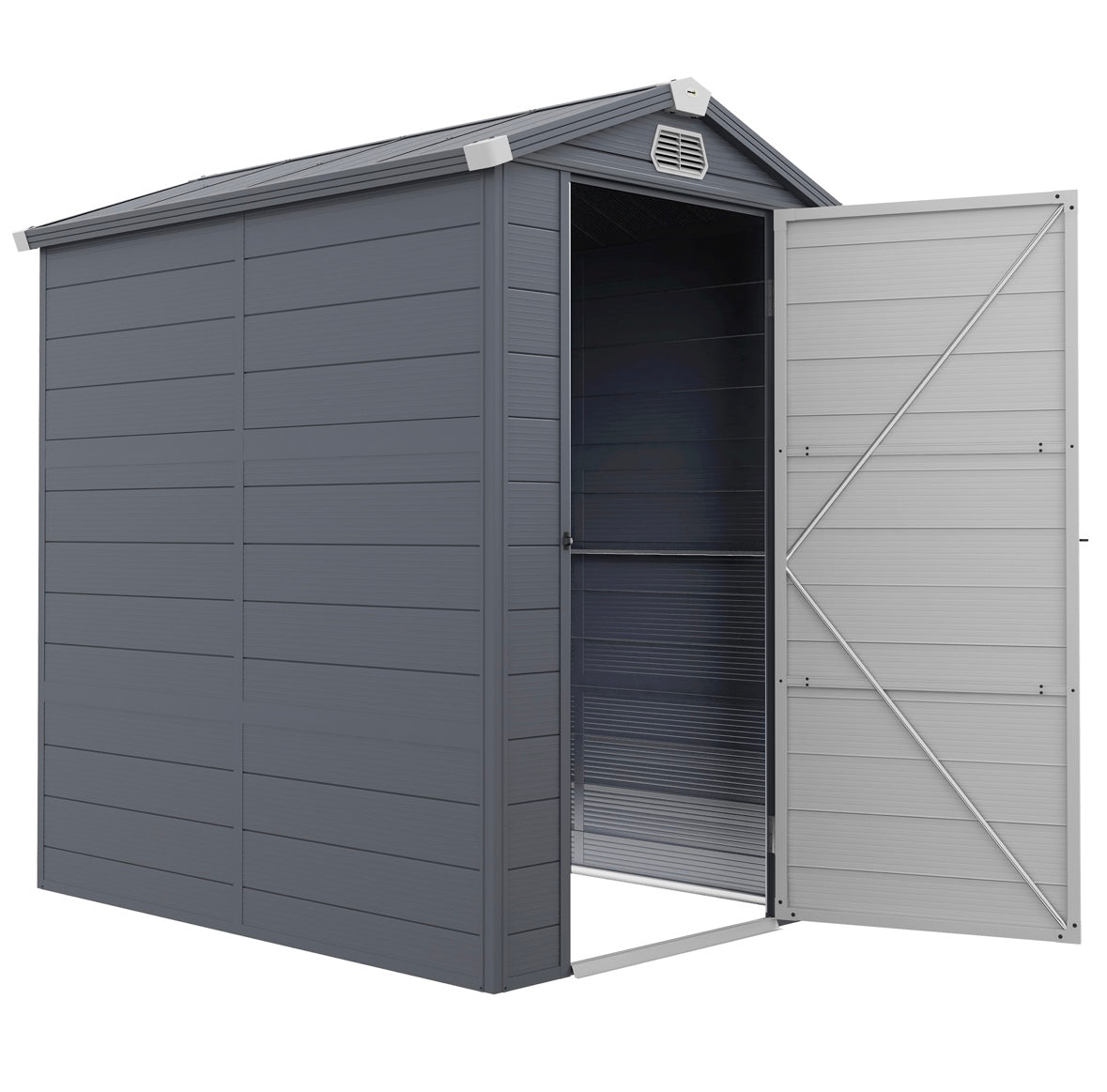 Waterproof Recycled Plastic Outdoor Storage Shed – Reinforced Garden Tool Shed with Door, Window & Vents