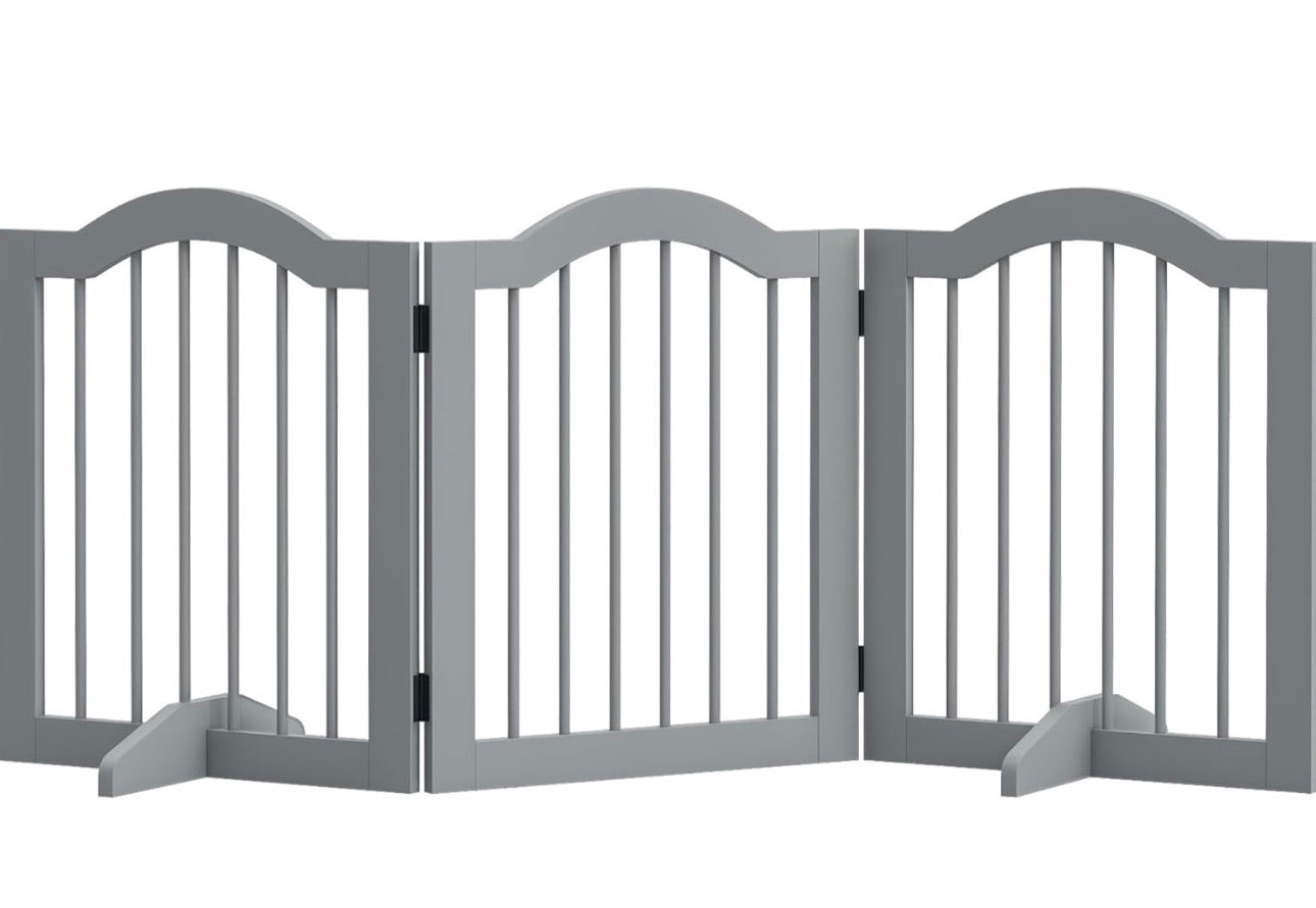 PawHut Freestanding Foldable Wooden Pet Gate