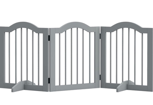 PawHut Freestanding Foldable Wooden Pet Gate