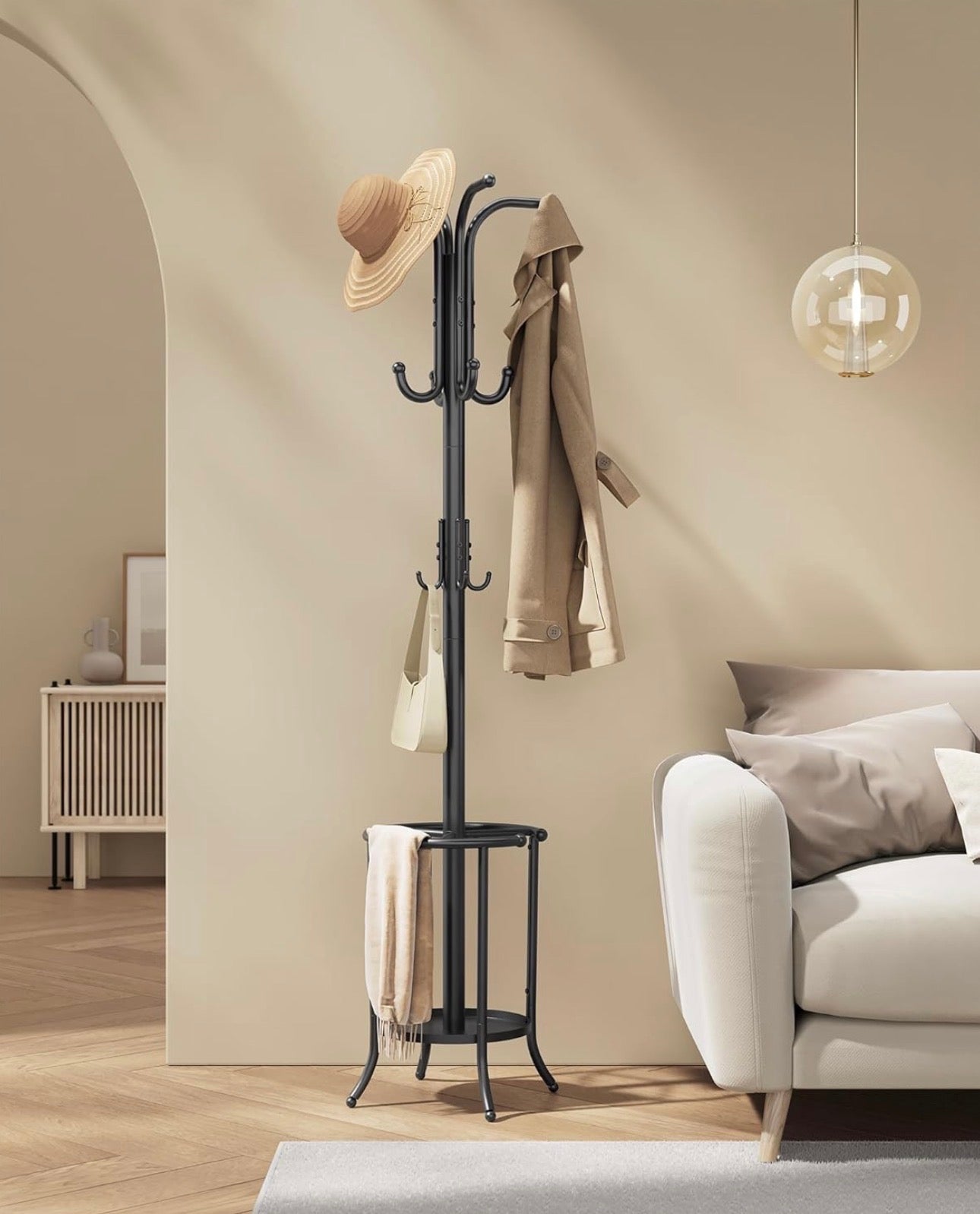 SONGMICS Metal Coat Rack with Umbrella Stand