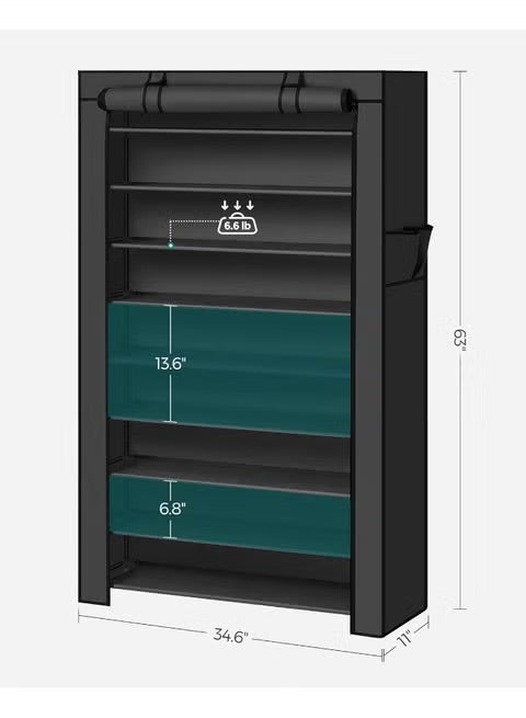 SONGMICS 10-Tier Shoe Rack with Cover – Large Capacity Organizer