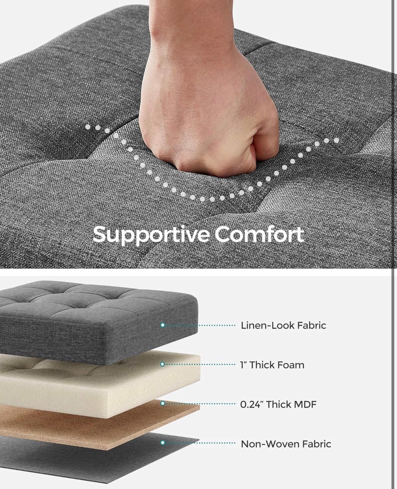 SONGMICS Small Ottoman Foot Rest with Storage