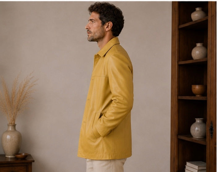 Men’s Premium Leather Mid Length Jacket