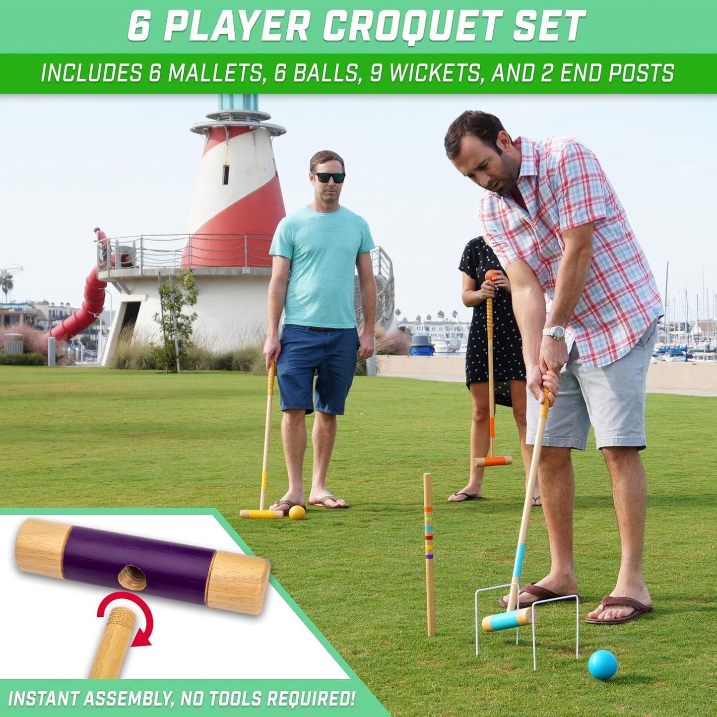 Deluxe Croquet Set – Full Size Hardwood Lawn Game