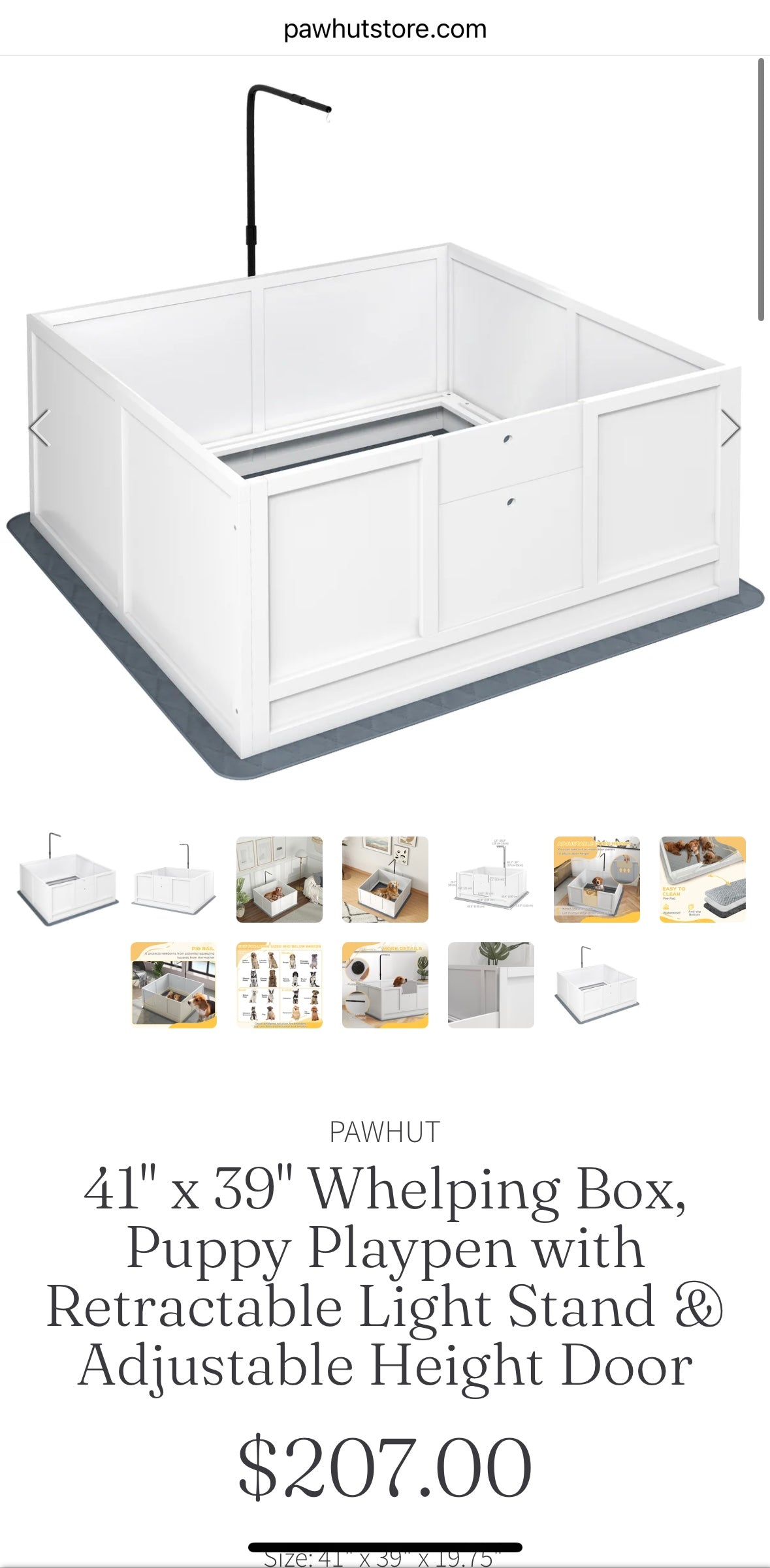 PawHut Whelping Box for Dogs – Adjustable Door, Pig Rail & Non-Slip Pads | Secure Puppy Birthing & Nursing Pen