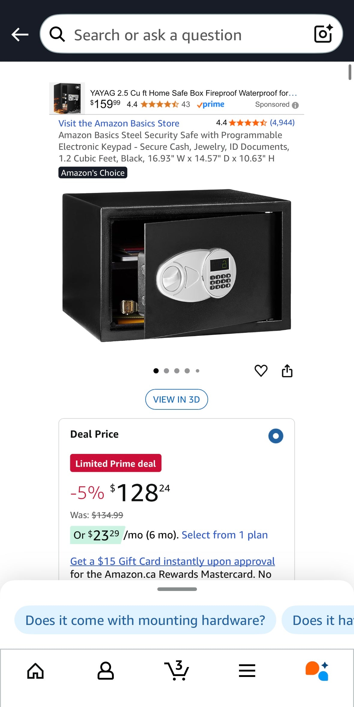 NEW – Amazon Basics 1.2 Cubic Foot Electronic Security Safe with Digital Lock & Keys