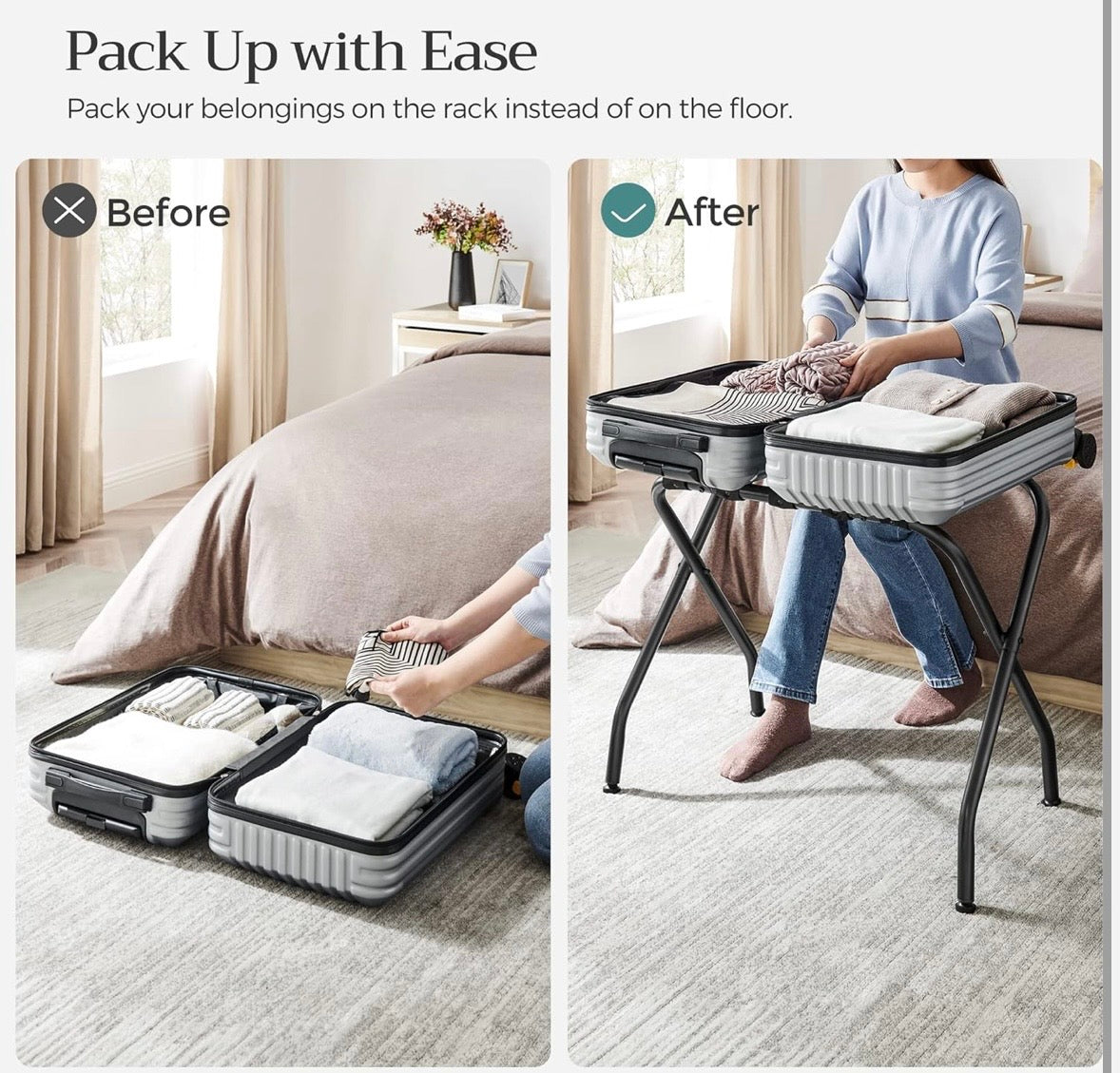 SONGMICS Folding Luggage Rack