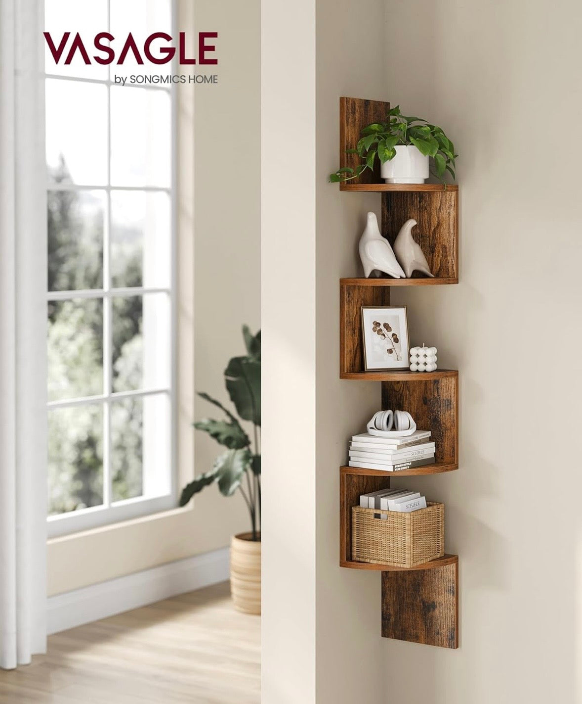 Modern Zigzag Wall-Mounted Corner Shelf