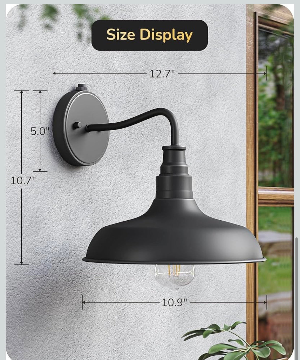 EDISHINE Dusk-to-Dawn Gooseneck Wall Light – Black & Gold (2-Pack)