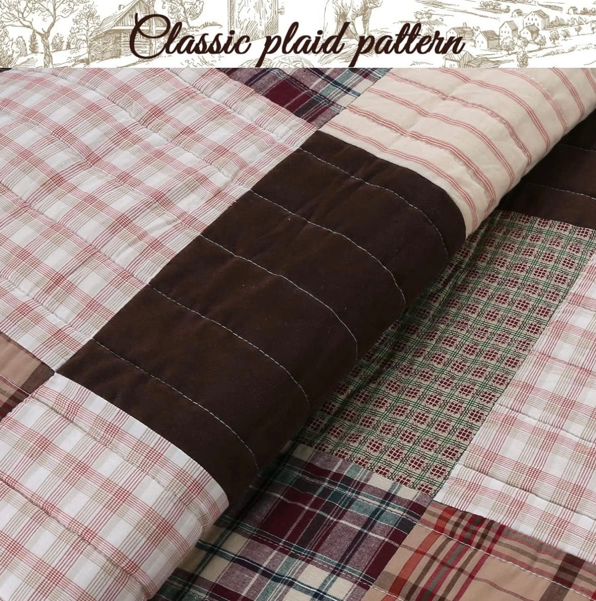 Cozy Line Home Fashions Patchwork Quilt Set – Queen Size