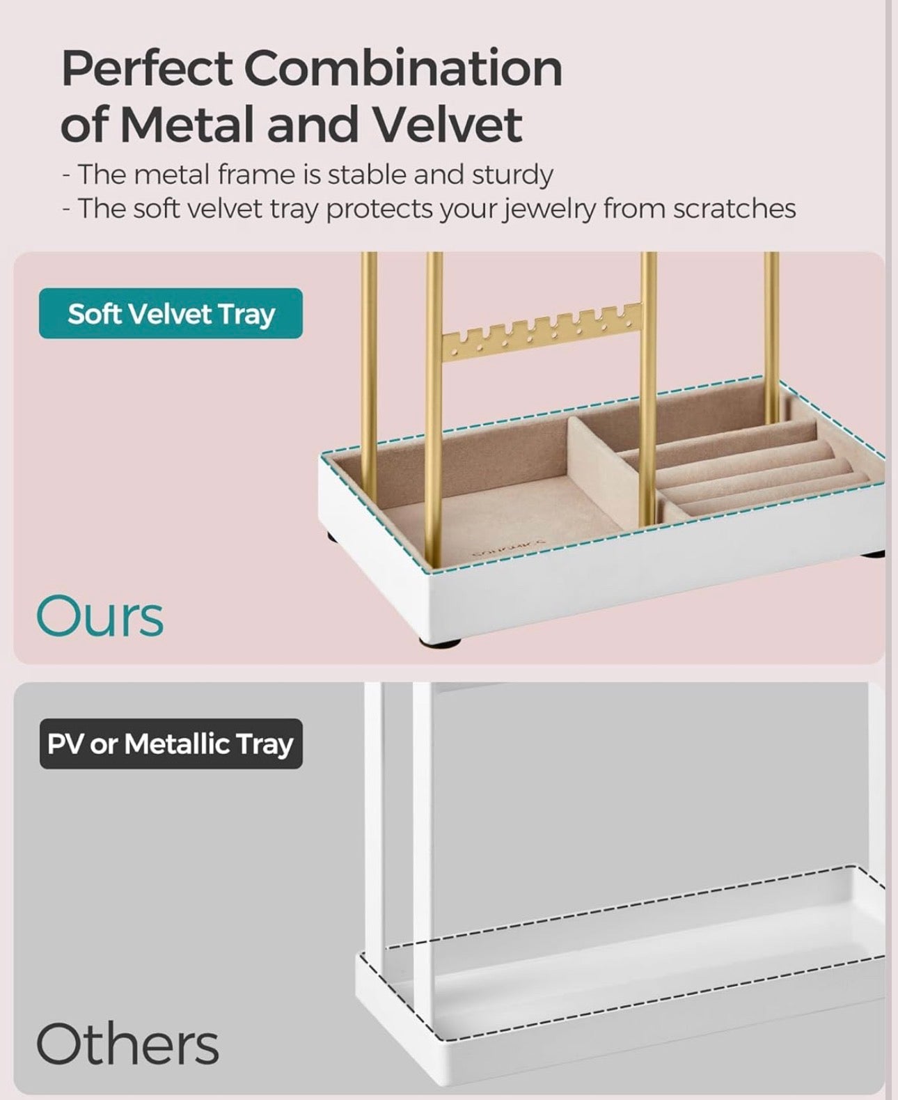 SONGMICS Gold Metal Jewelry Stand