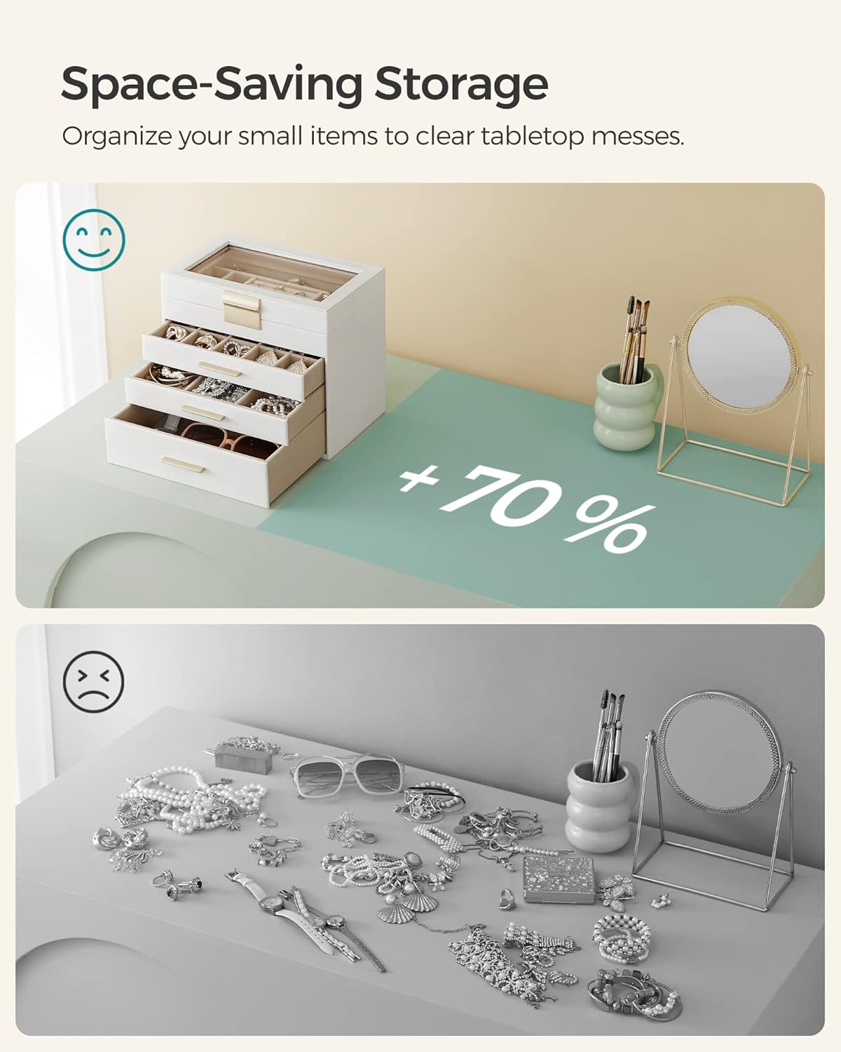SONGMICS GISELLA Jewelry Box – Cloud White & Gold