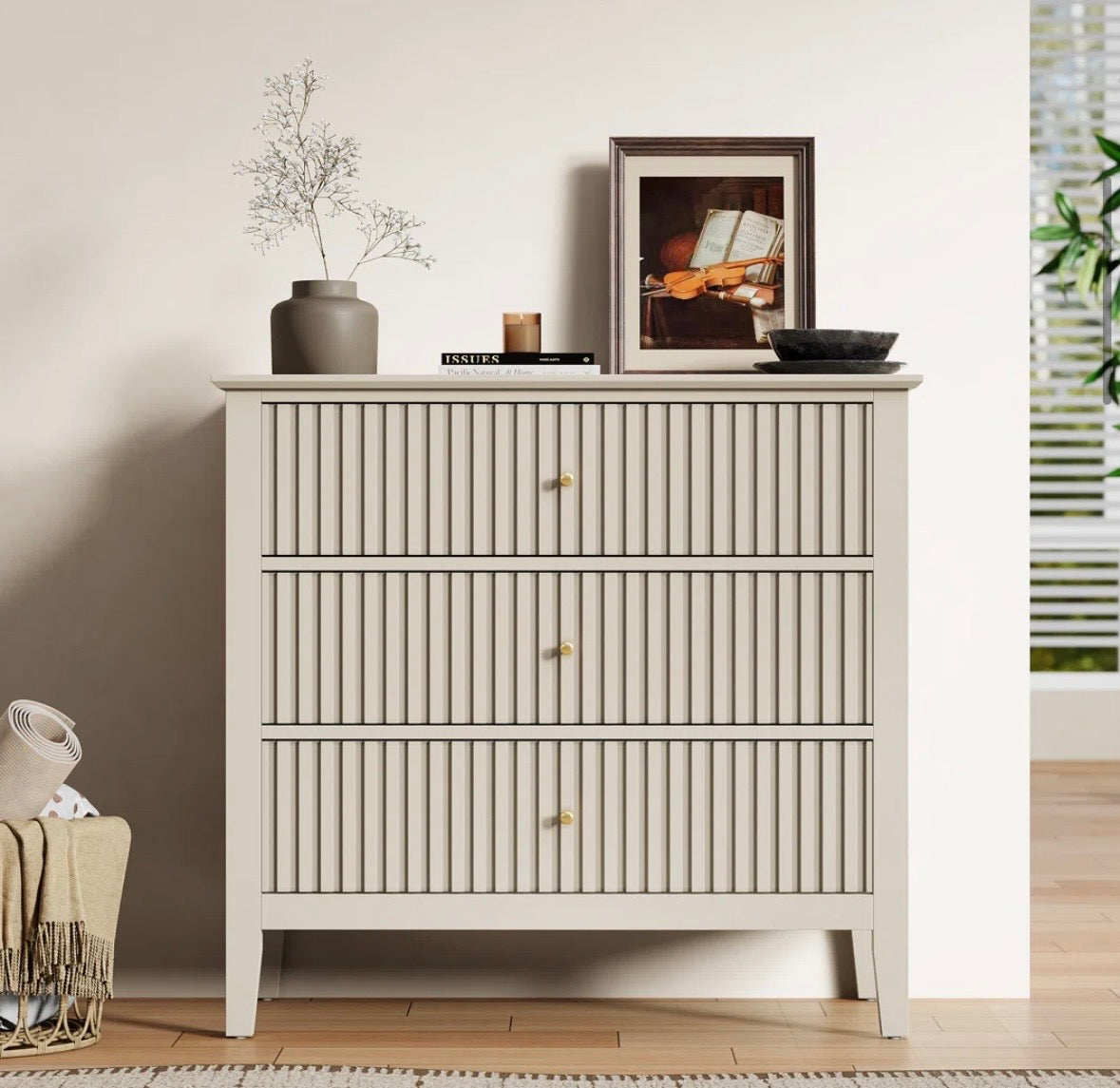 Modern Fluted 3-Drawer Dresser