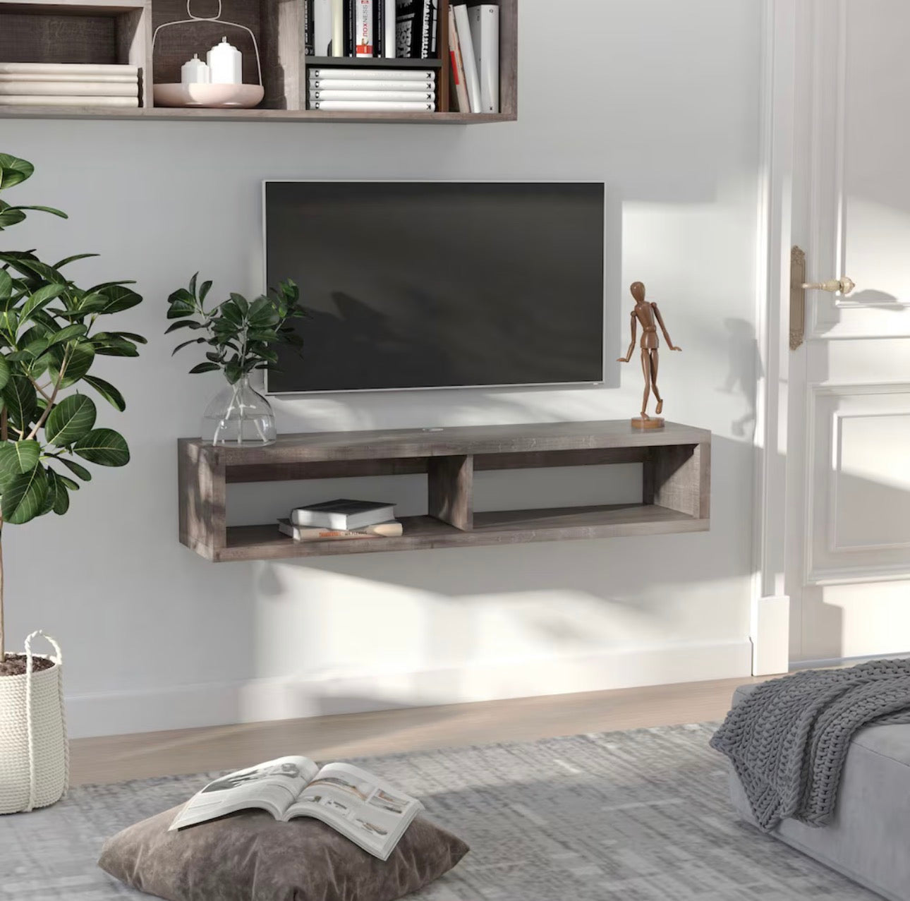 HOMCOM Floating Wall-Mounted TV Shelf