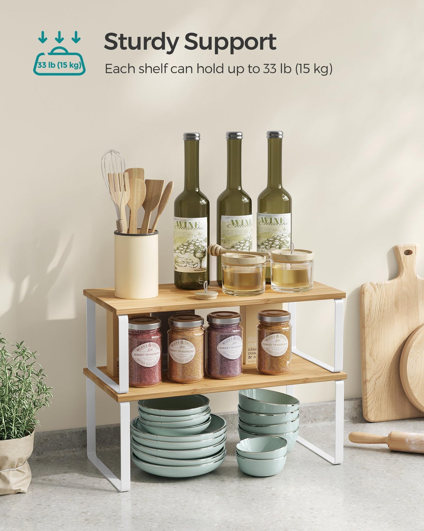 Expandable Kitchen Counter Shelf Organizer