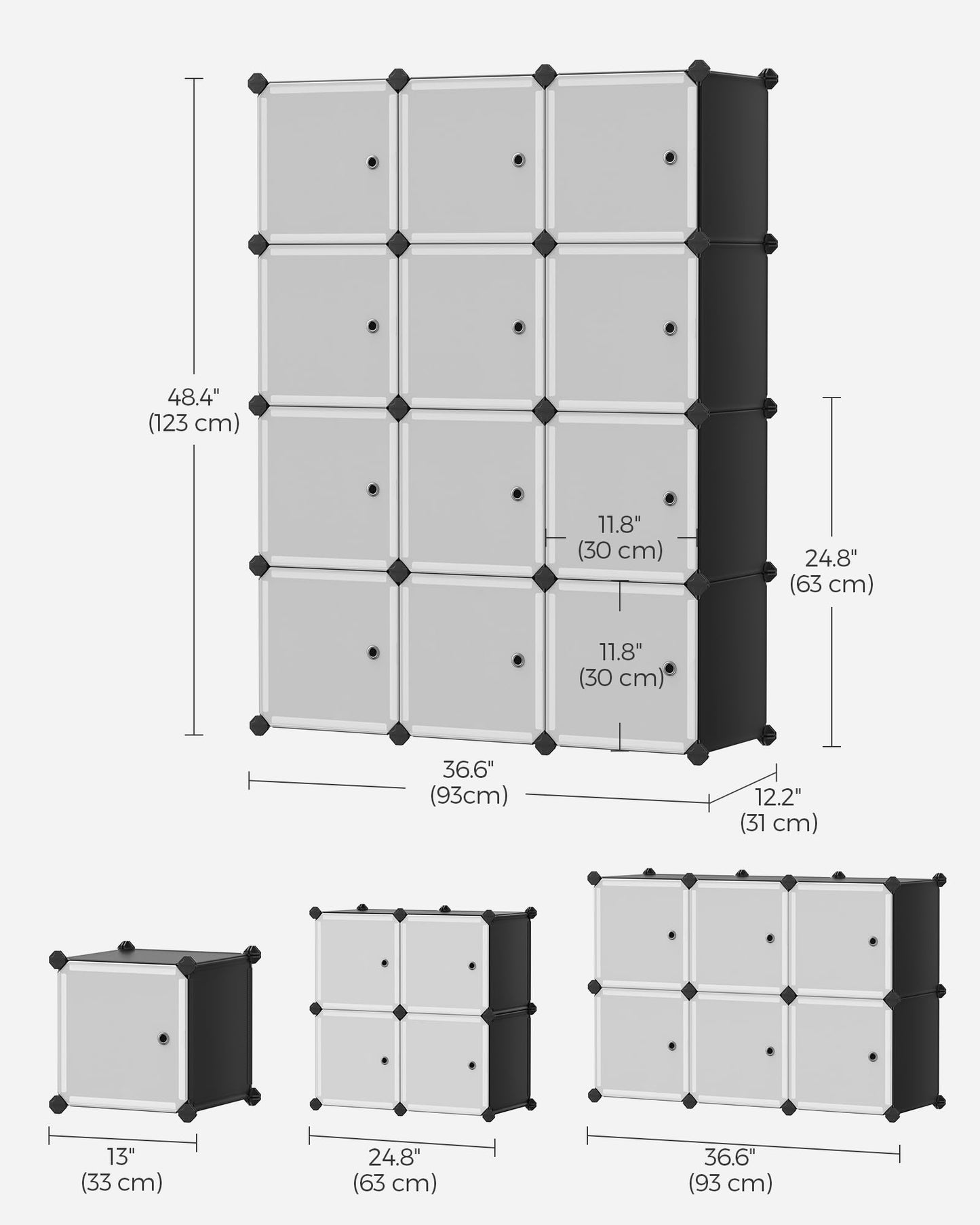 SONGMICS Modular Cube Storage Organizer – Black & White