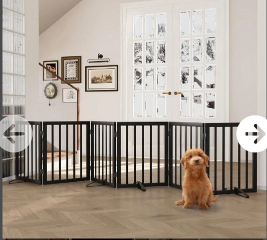 NEW – 6-Panel Freestanding Pet Gate – Extra Wide Indoor Dog Fence