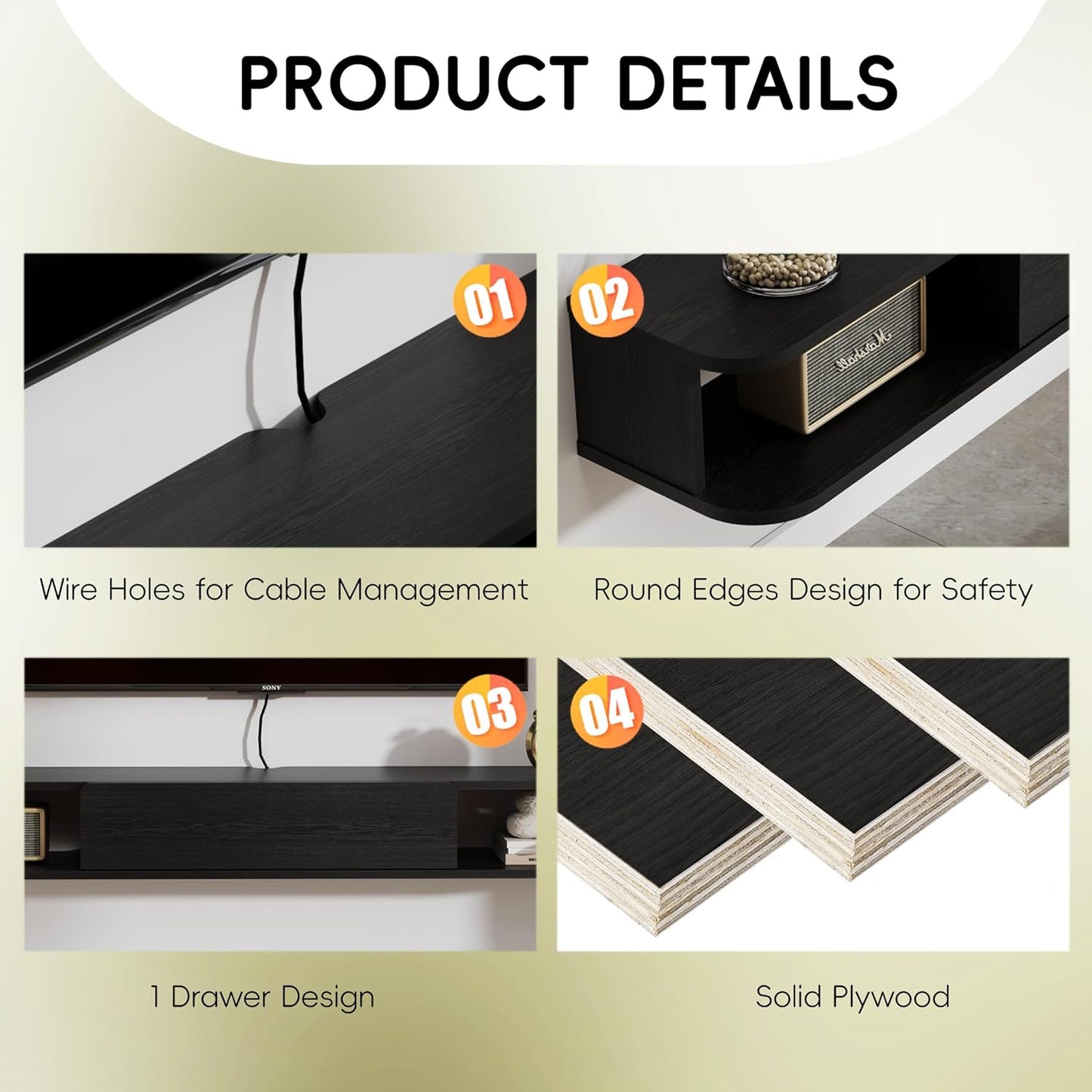 Floating Wall-Mounted TV Stand – 59”