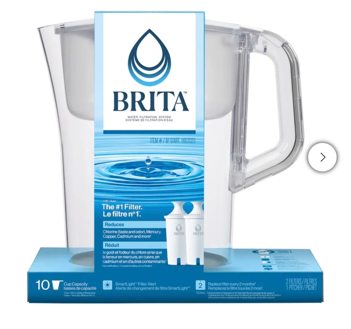 Brita® 10-Cup Water Filter Pitcher with 2 Standard Filters – BPA-Free