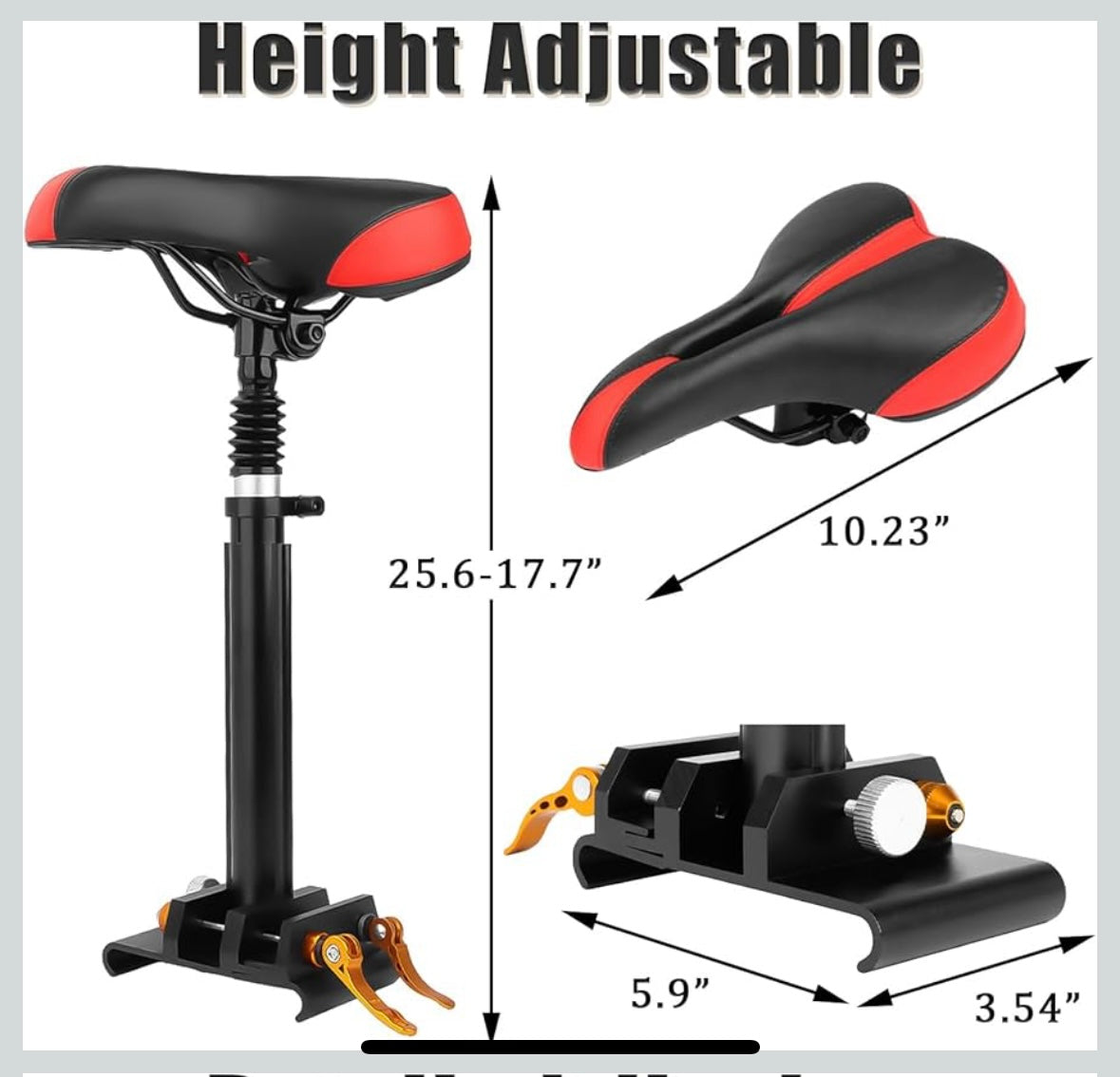 NAWESRVA Adjustable Electric Scooter Seat — Universal Foldable Design (Red/Black)