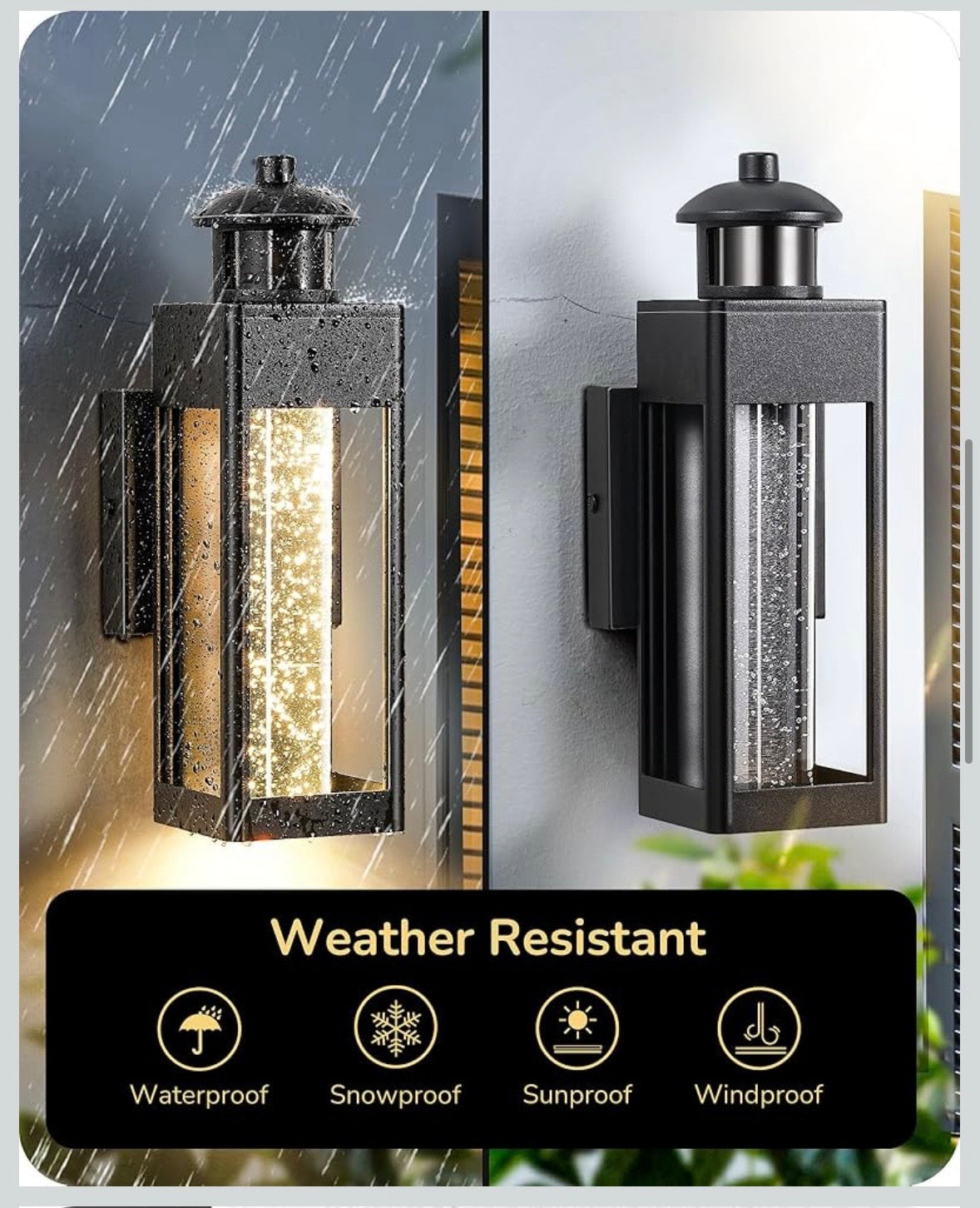EDISHINE Motion Sensor LED Outdoor Wall Light – Black