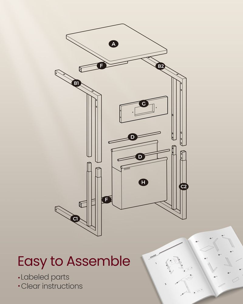 C-Shaped Side Table with Charging Station