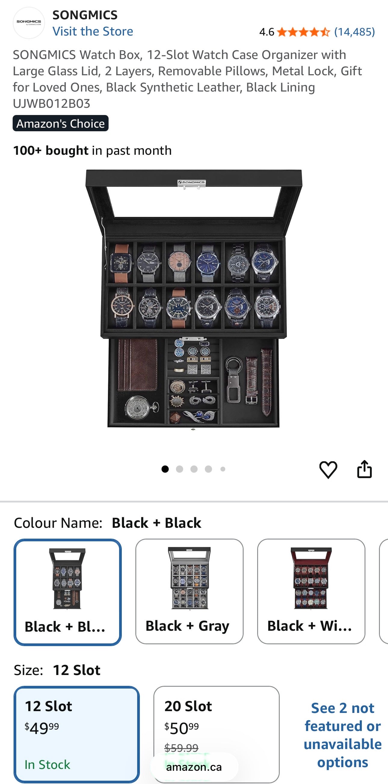 SONGMICS 2-Layer Watch Box Organizer