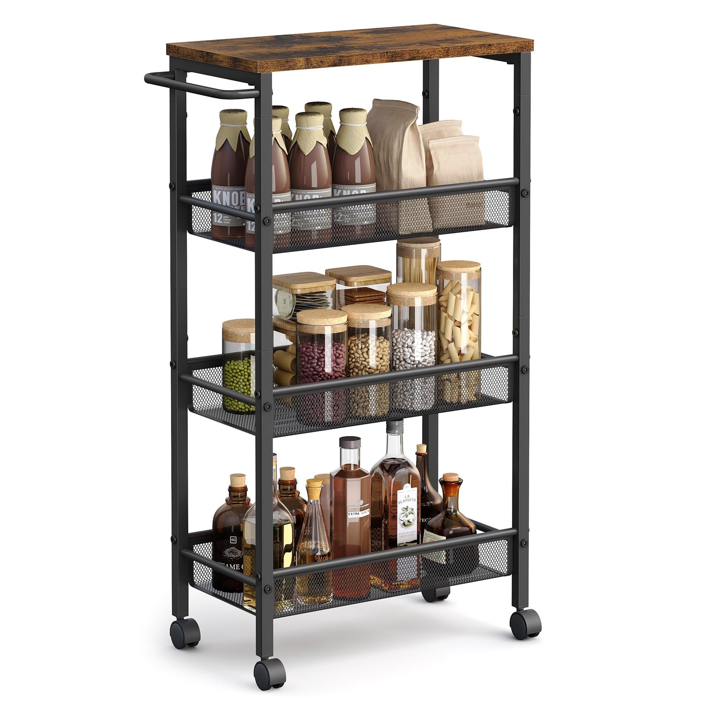 VASAGLE 4-Tier Slim Rolling Storage Cart